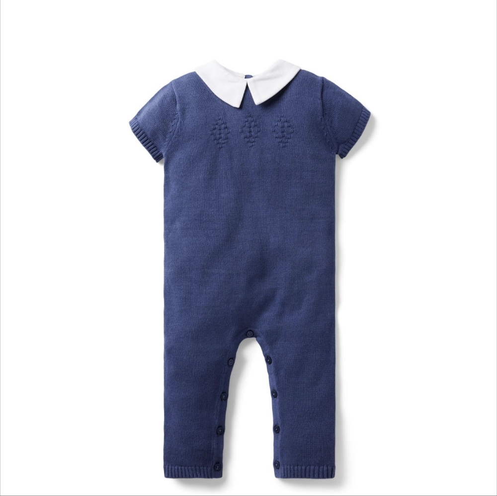 Janie and Jack Navy Newborn Collared Sweater One Piece